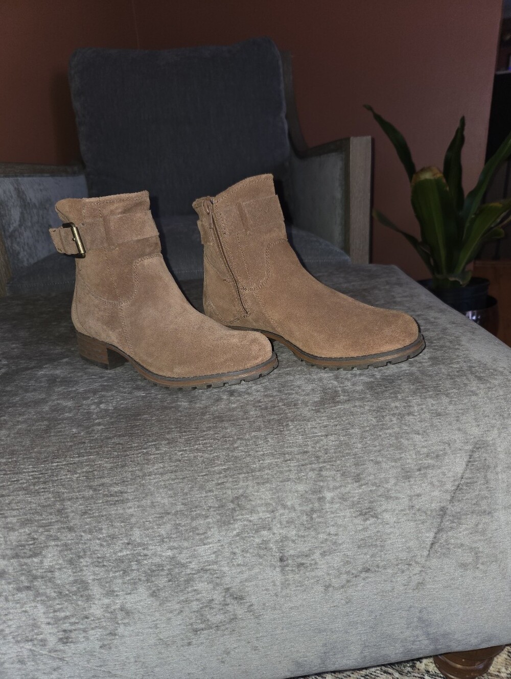 CLARKS Suede Ankle Boots in Brown/Cooper - Women